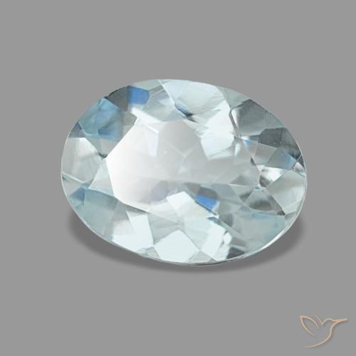 0.95캐럿 천연 연한 청록색 아쿠아마린, 타원형 컷, 7.9×5.9 mm, VVS