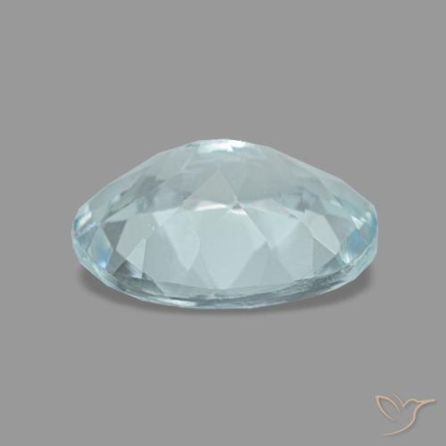 0.95캐럿 천연 연한 청록색 아쿠아마린, 타원형 컷, 7.9×5.9 mm, VVS