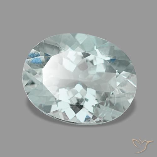 2.23캐럿 천연 연한 청록색 아쿠아마린, 타원형 컷, 10×7.8 mm, VVS
