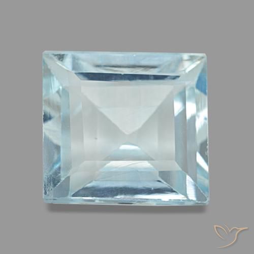 2.27캐럿 천연 라이트 아쿠아 블루 아쿠아마린, 스퀘어, 8.1×8 mm, VVS