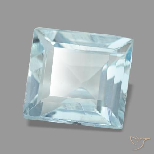 2.27캐럿 천연 라이트 아쿠아 블루 아쿠아마린, 스퀘어, 8.1×8 mm, VVS