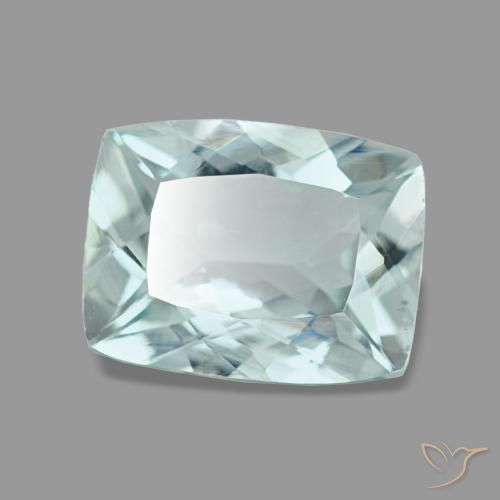 1.22캐럿 천연 밝은 녹색을 띤 파란색 아쿠아마린, 쿠션 컷, 8×6.1 mm, VVS