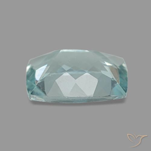 1.22캐럿 천연 밝은 녹색을 띤 파란색 아쿠아마린, 쿠션 컷, 8×6.1 mm, VVS