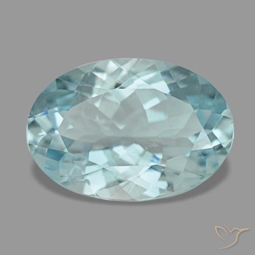 3.02캐럿 천연 라이트 블루 아쿠아마린, 타원형 컷, 11.8×8.2 mm, VVS