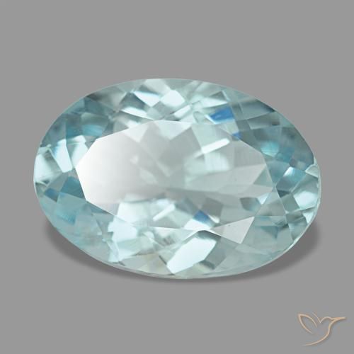3.02캐럿 천연 라이트 블루 아쿠아마린, 타원형 컷, 11.8×8.2 mm, VVS