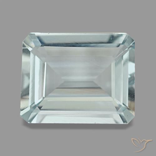 3.65캐럿 천연 라이트 블루 아쿠아마린, 에메랄드 컷, 11.2×8.9 mm, VVS