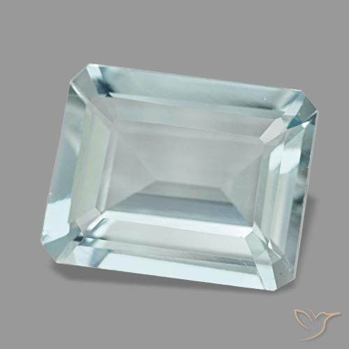 3.65캐럿 천연 라이트 블루 아쿠아마린, 에메랄드 컷, 11.2×8.9 mm, VVS