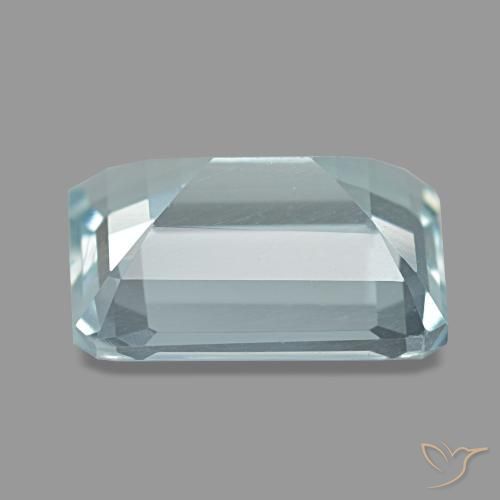 3.65캐럿 천연 라이트 블루 아쿠아마린, 에메랄드 컷, 11.2×8.9 mm, VVS