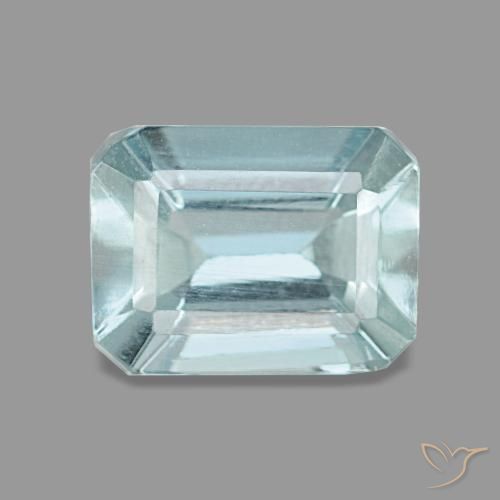1.60캐럿 천연 인텐스 아쿠아 블루 아쿠아마린, 에메랄드 컷, 8×6 mm, VVS