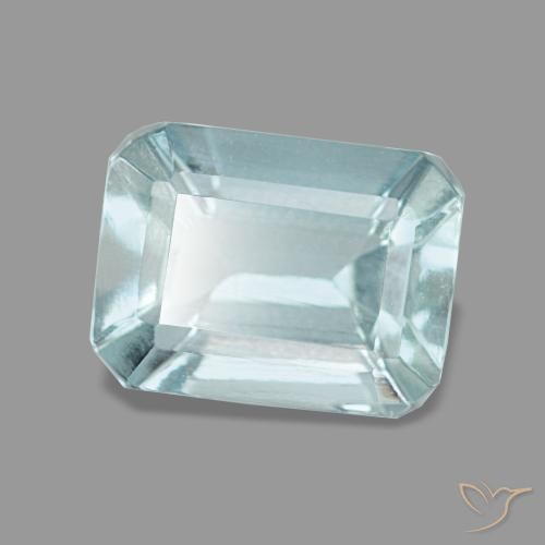 1.60캐럿 천연 인텐스 아쿠아 블루 아쿠아마린, 에메랄드 컷, 8×6 mm, VVS