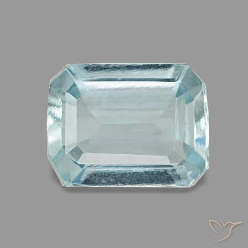 1.28캐럿 천연 인텐스 아쿠아 블루 아쿠아마린, 에메랄드 컷, 7.9×6 mm, VS