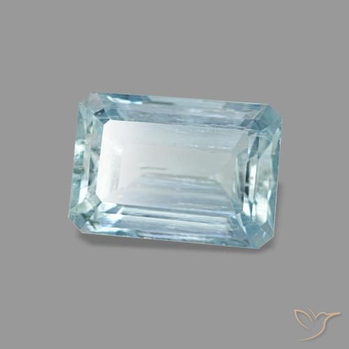 0.94캐럿 천연 녹청색 아쿠아마린, 에메랄드 컷, 6.9×4.9 mm, VS