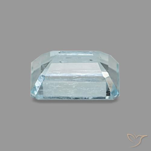0.94캐럿 천연 녹청색 아쿠아마린, 에메랄드 컷, 6.9×4.9 mm, VS