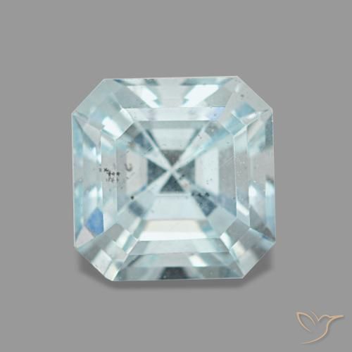 1.06캐럿 천연 라이트 아쿠아 블루 아쿠아마린, 에메랄드 컷, 5.9×5.9 mm, VS