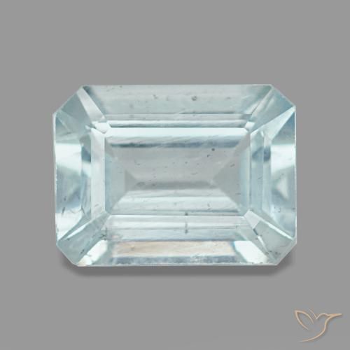 1.45캐럿 천연 라이트 아쿠아 블루 아쿠아마린, 에메랄드 컷, 8.2×6.1 mm, VS