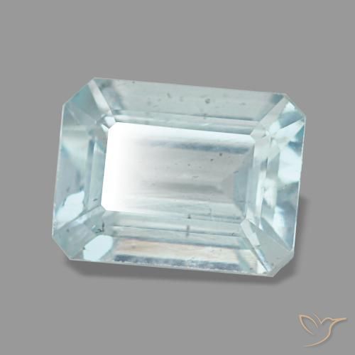1.45캐럿 천연 라이트 아쿠아 블루 아쿠아마린, 에메랄드 컷, 8.2×6.1 mm, VS