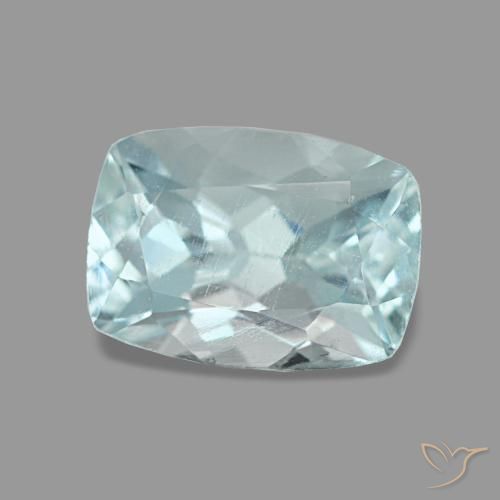 1.18캐럿 천연 라이트 블루 아쿠아마린, 쿠션 컷, 6.9×5 mm, VS
