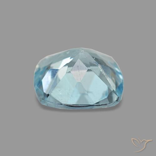 0.74캐럿 천연 밝은 녹색을 띤 파란색 아쿠아마린, 쿠션 컷, 6.1×6.1 mm, VS