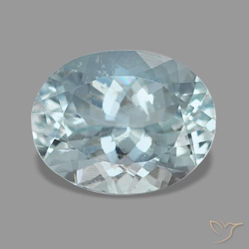 2.40캐럿 천연 라이트 아쿠아 블루 아쿠아마린, 타원형 컷, 9.8×7.7 mm, VS