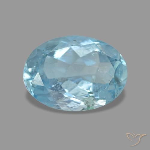 1.02캐럿 천연 아쿠아 블루 아쿠아마린, 타원형 컷, 8×5.8 mm, VS