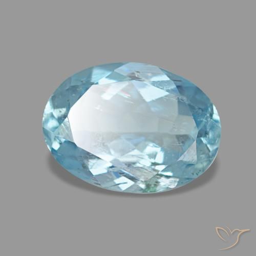 1.02캐럿 천연 아쿠아 블루 아쿠아마린, 타원형 컷, 8×5.8 mm, VS