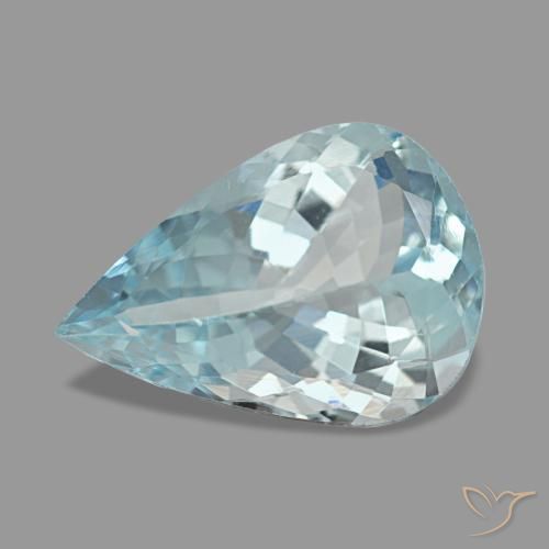 1.94캐럿 천연 라이트 블루 아쿠아마린, 배 모양, 11×7.8 mm, VS