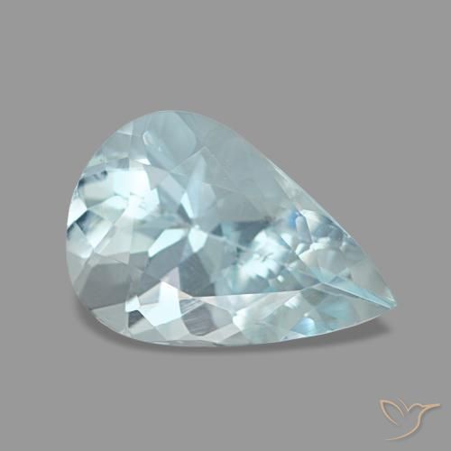 1.08캐럿 천연 밝은 녹색을 띤 파란색 아쿠아마린, 배 모양, 9×6.1 mm, VS