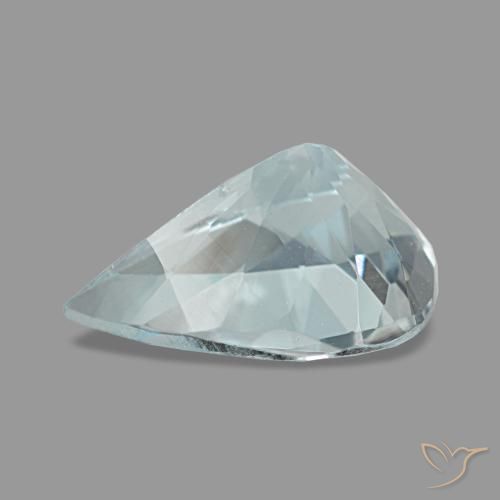 1.08캐럿 천연 밝은 녹색을 띤 파란색 아쿠아마린, 배 모양, 9×6.1 mm, VS