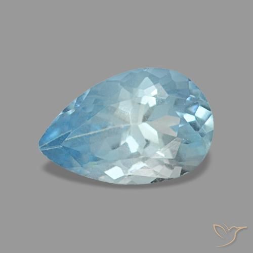 0.74캐럿 천연 마야 블루 아쿠아마린, 배 모양, 7.8×5.1 mm, VS