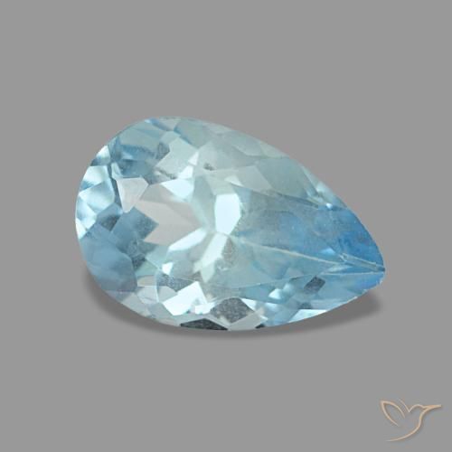 0.74캐럿 천연 마야 블루 아쿠아마린, 배 모양, 7.8×5.1 mm, VS