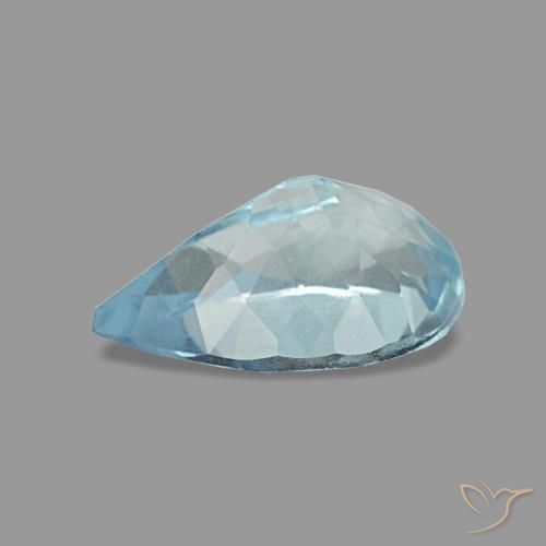 0.74캐럿 천연 마야 블루 아쿠아마린, 배 모양, 7.8×5.1 mm, VS