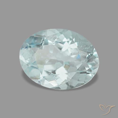 1.13캐럿 천연 라이트 아쿠아 블루 아쿠아마린, 타원형 컷, 8.1×6.1 mm, VS