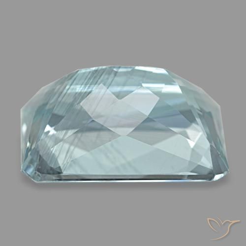 7.76캐럿 천연 연한 청록색 아쿠아마린, 에메랄드 컷, 14.6×10.4 mm, VS