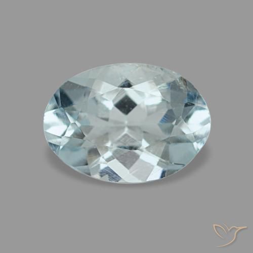 0.65캐럿 천연 연한 청록색 아쿠아마린, 타원형 컷, 6.8×4.9 mm, VVS-VS