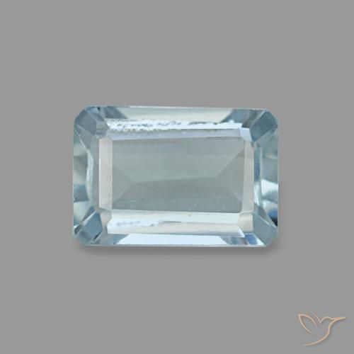 0.54캐럿 천연 연한 청록색 아쿠아마린, 에메랄드 컷, 6.1×4.1 mm, VVS-VS