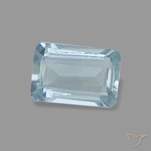 0.54캐럿 천연 연한 청록색 아쿠아마린, 에메랄드 컷, 6.1×4.1 mm, VVS-VS