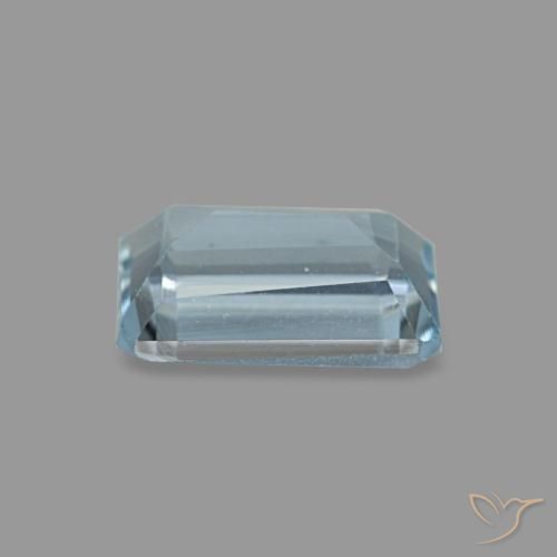 0.54캐럿 천연 연한 청록색 아쿠아마린, 에메랄드 컷, 6.1×4.1 mm, VVS-VS