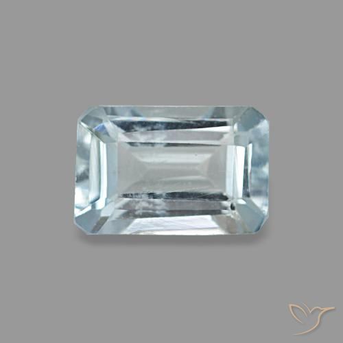 0.52캐럿 천연 연한 청록색 아쿠아마린, 에메랄드 컷, 5.9×3.9 mm, VS