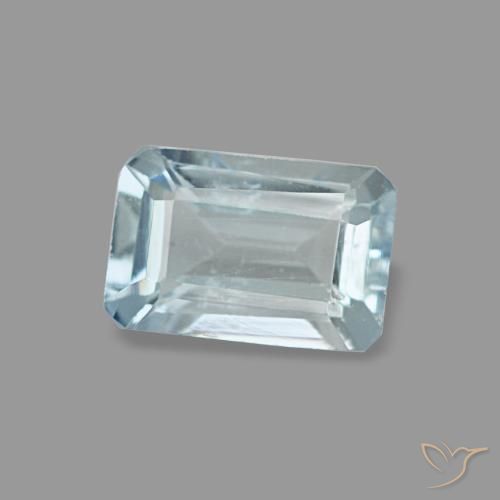 0.52캐럿 천연 연한 청록색 아쿠아마린, 에메랄드 컷, 5.9×3.9 mm, VS