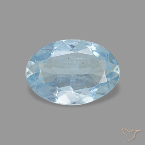 0.62캐럿 천연 라이트 블루 아쿠아마린, 타원형 컷, 7.2×5 mm, VVS-VS