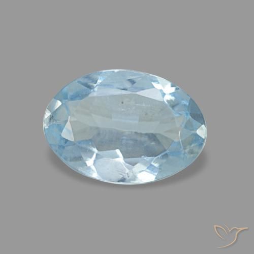 0.62캐럿 천연 라이트 블루 아쿠아마린, 타원형 컷, 7.2×5 mm, VVS-VS