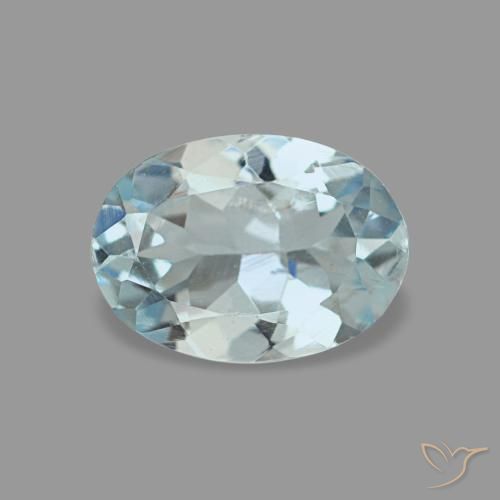 0.55캐럿 천연 라이트 블루 아쿠아마린, 타원형 컷, 6.8×4.9 mm, VVS