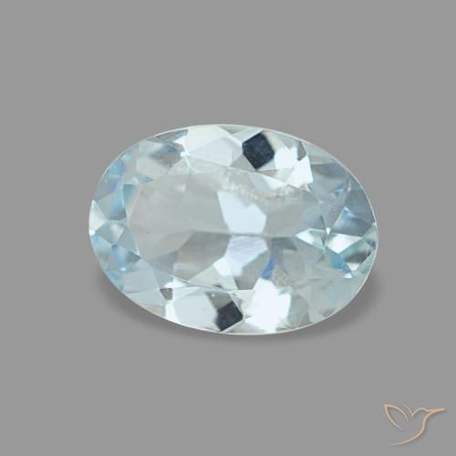 0.55캐럿 천연 라이트 블루 아쿠아마린, 타원형 컷, 6.8×4.9 mm, VVS