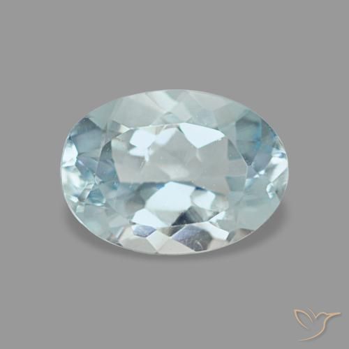 0.61캐럿 천연 라이트 블루 아쿠아마린, 타원형 컷, 6.8×4.9 mm, VVS