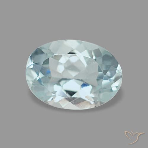 0.61캐럿 천연 라이트 블루 아쿠아마린, 타원형 컷, 6.8×4.9 mm, VVS