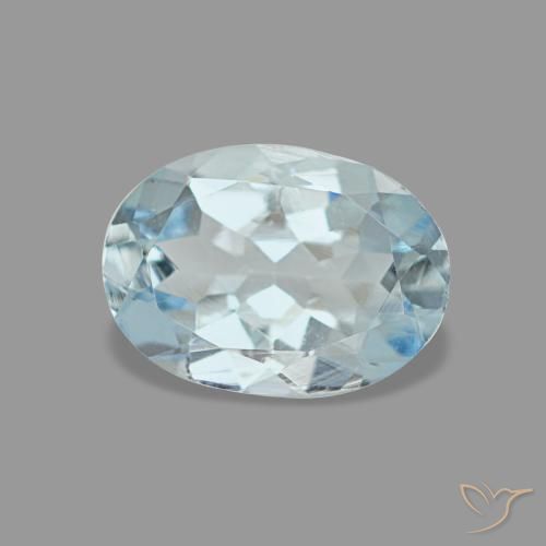 0.60캐럿 천연 베이비 블루 아쿠아마린, 타원형 컷, 7.1×5.1 mm, VVS