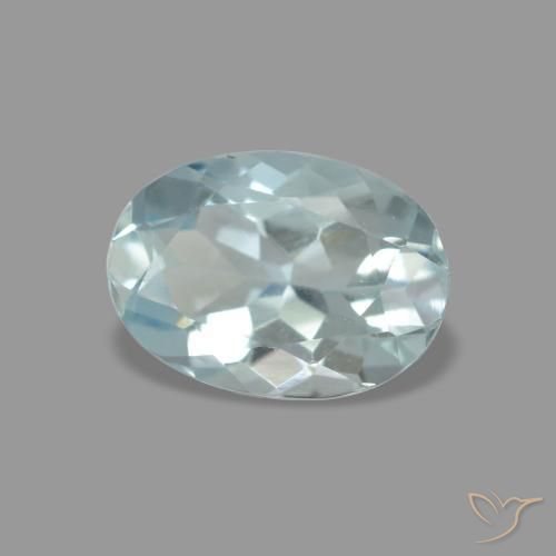 0.69캐럿 천연 라이트 블루 아쿠아마린, 타원형 컷, 6.9×5 mm, VVS