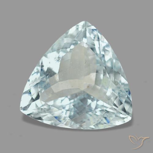 3.21캐럿 천연 페일 블루 아쿠아마린, 트릴리언, 11×10.6 mm, VS