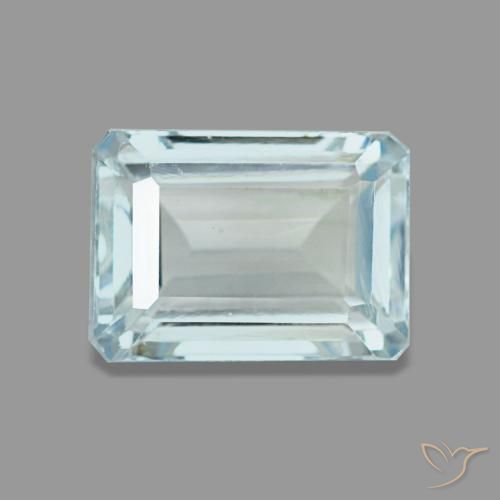 1.65캐럿 천연 페일 블루 아쿠아마린, 에메랄드 컷, 8×5.9 mm, VS