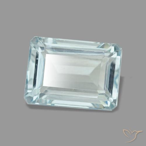 1.65캐럿 천연 페일 블루 아쿠아마린, 에메랄드 컷, 8×5.9 mm, VS
